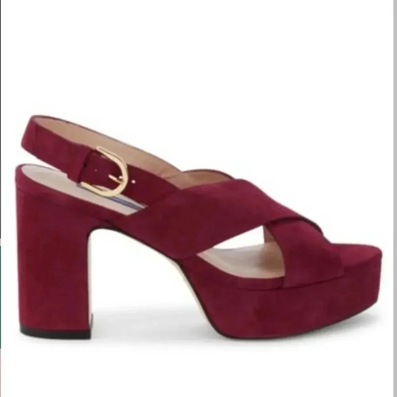 STUART WEITZMAN Jerry Suede Heeled Sandals Size 9 NWT - Picture 1 of 11